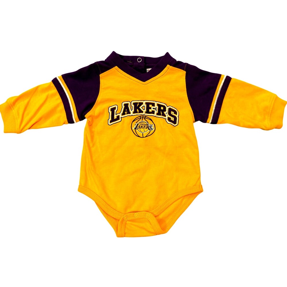 NBA Elevation Los Angeles Lakers Baby Bodysuit Yellow Purple 3/6M Long Sleeve